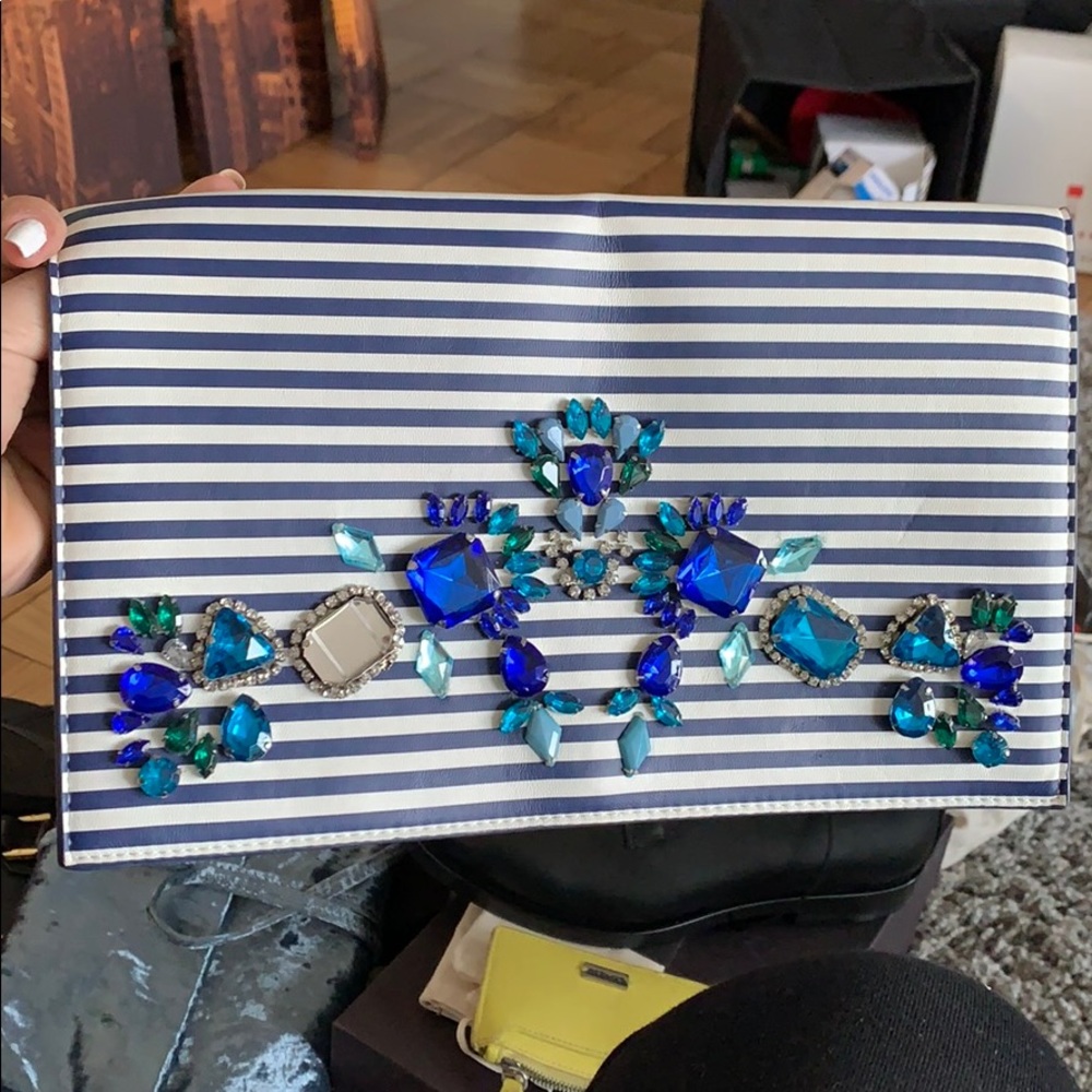 Express Clutch | Navy and white plus rhinestones.